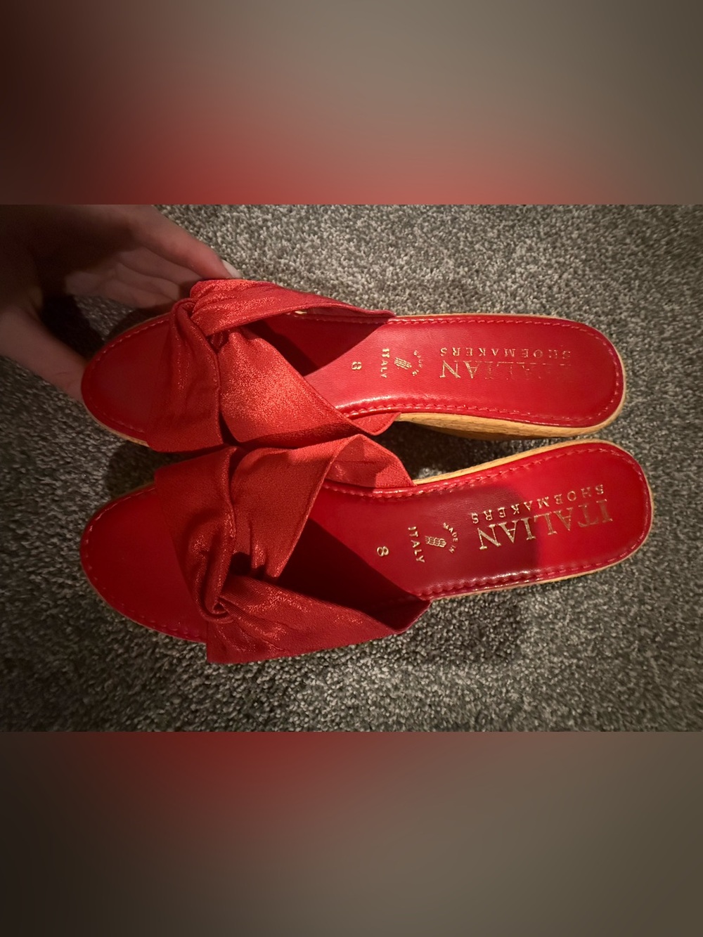 Italian Shoemakers Red Knot Slide Wedge Leather Sandals